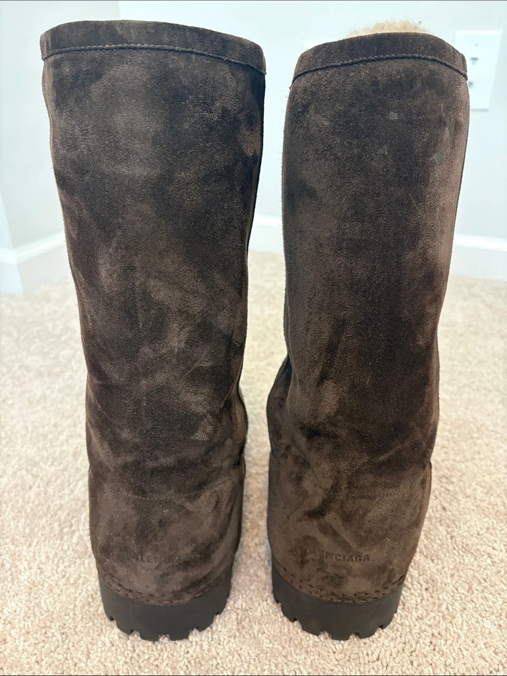 Balenciaga Alaska Fur High Boots Brown - Picture 3 of 4